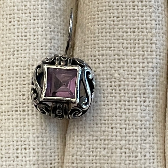 Sterling silver amethyst stone earrings - Picture 7 of 7
